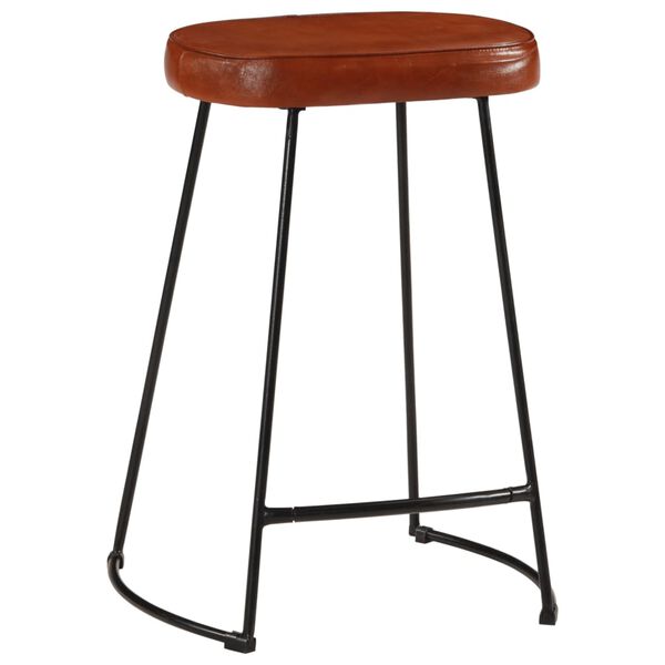 vidaXL Bar Stool Set of 2 Dark Brown Faux Leather Standard Industrial