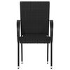 vidaXL Dining Chair Set of 2 Black PE rattan and powder-coated steel