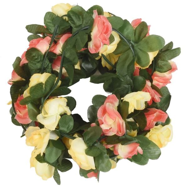 vidaXL Christmas Flower Garland Spring Sunset Red Artificial Silk, PE