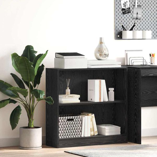 vidaXL Bookshelf Black Oak 31.50 x 9.45 x 29.92 in Engineered Wood