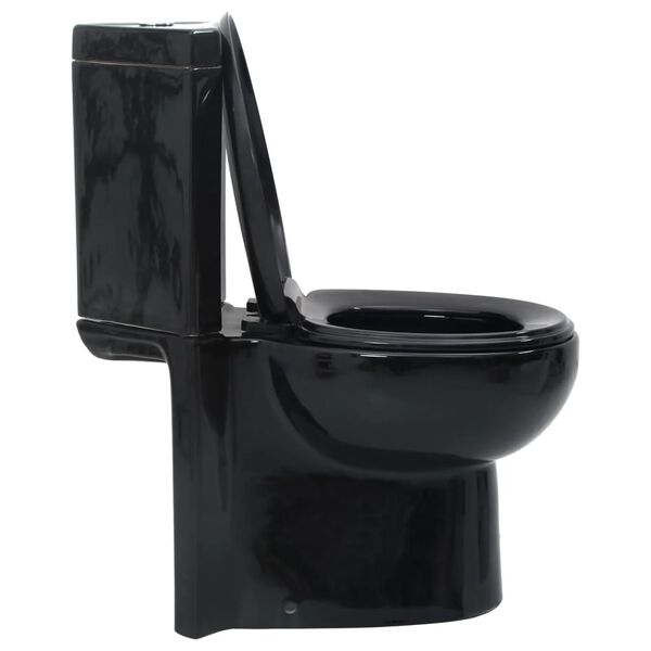 vidaXL WC Ceramic Toilet Bathroom Corner Toilet Black