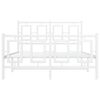 vidaXL Bed Frame White Steel Small Double Rectangular Modern