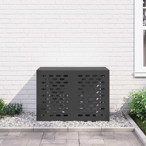 vidaXL Air Conditioner Cover Black 39.37 x 19.69 x 27.56 in Steel