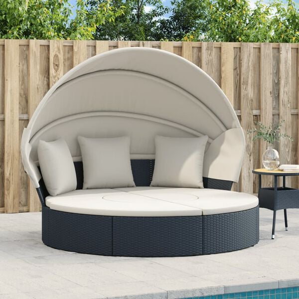 vidaXL Outdoor Lounge Bed Black and Cream