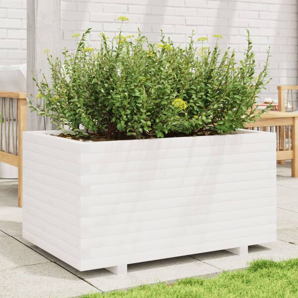vidaXL Garden Planter White Solid Pine Wood 35.4x23.6x19.5 in