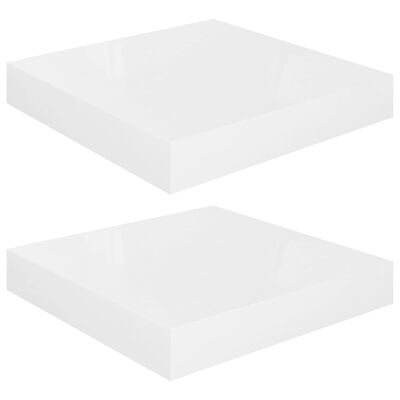 vidaXL Floating Wall Shelves 2 pcs High Gloss White 9.1"x9.3"x1.5" MDF