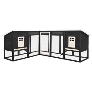 vidaXL Rabbit Hutch Grey and White Solid Fir Wood, Plywood, Galvanized Steel