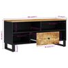vidaXL TV Cabinet Mango Wood Natural Solid Mango Wood, Engineered Wood, Iron