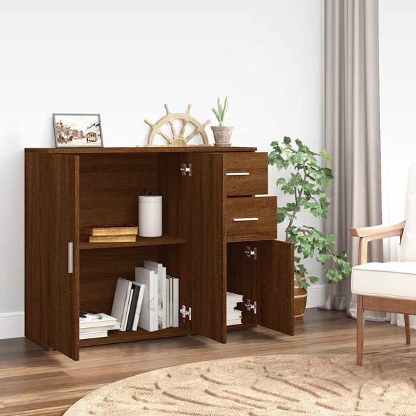 vidaXL Sideboard Brown oak Engineered wood 35.8x11.6x29.5 in Sideboard