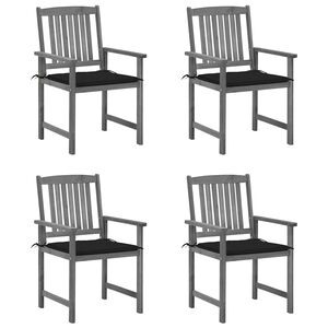 vidaXL Patio Chairs with Cushions 4 pcs Grey Solid Acacia Wood