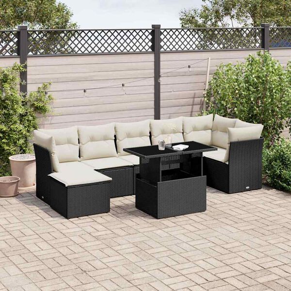 vidaXL Garden Sofa Set Black, Cream White