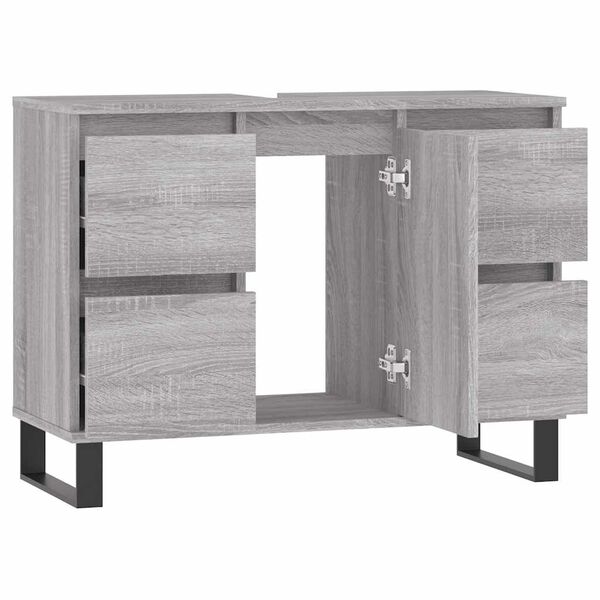 vidaXL Bathroom Cabinet Grey Sonoma Engineered wood, Iron Medium Durable