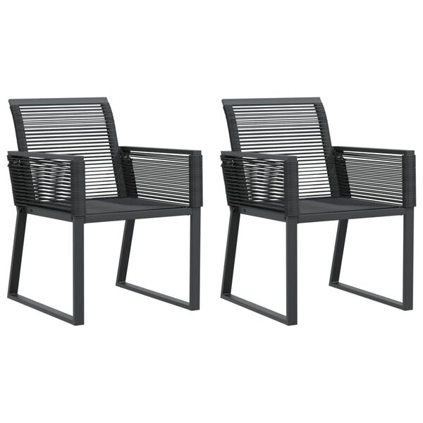 vidaXL Garden Chair Black Poly Rattan, Powder-Coated Steel Standard