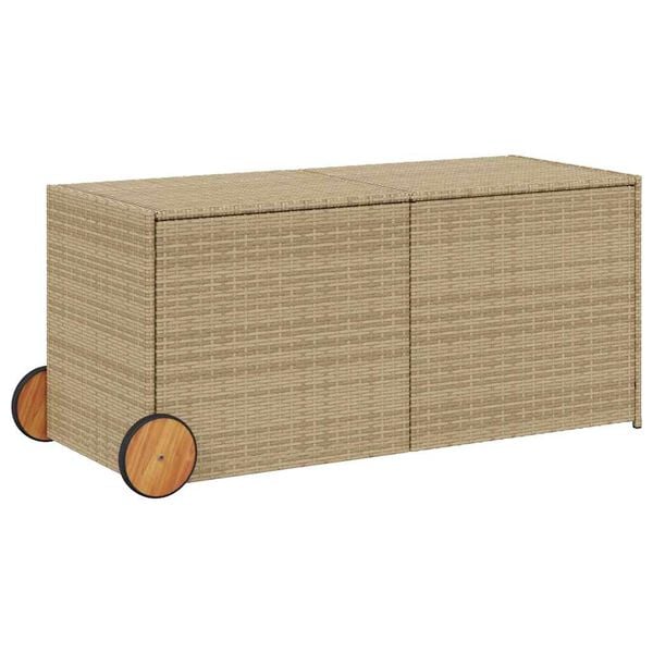 vidaXL Garden Storage Box Mix Beige PE Rattan Large Garden Storage Box