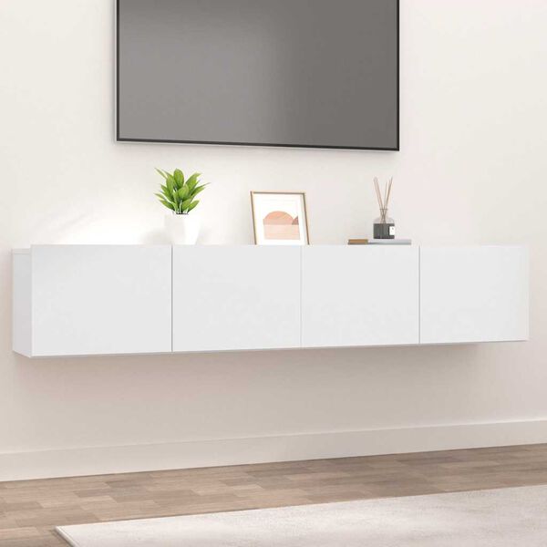 vidaXL TV Cabinet Set of 2 White Engineered Wood Medium TV Cabinet