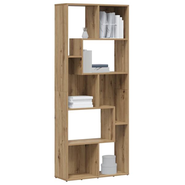 vidaXL Bookcase Artisan Oak Engineered Wood 26.4 x 9.4 x 63.4 in