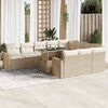 vidaXL Garden Sofa Set Beige PE Rattan, Powder-Coated Steel, Tempered Glass