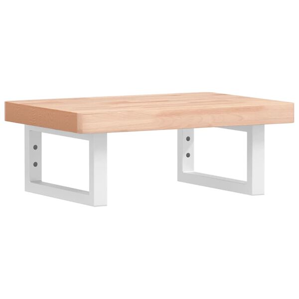 vidaXL Basin Shelf White, Beech Solid Beech Wood, Steel