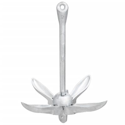 vidaXL Folding Anchor with Rope Silver 5.5 lb Malleable Iron