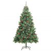 vidaXL Artificial Hinged Christmas Tree Green PVC and Metal Medium