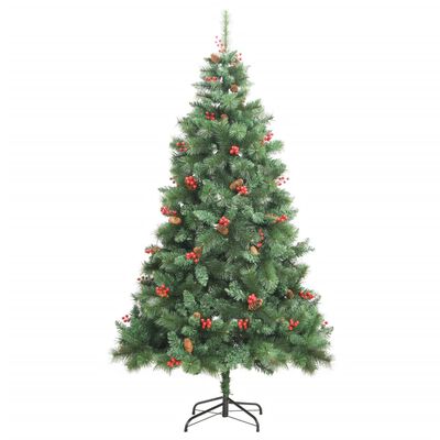 vidaXL Artificial Hinged Christmas Tree with Cones and Berries 70.9"