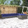 vidaXL Garden Lounge Set Grey, Dark Blue PE rattan Large