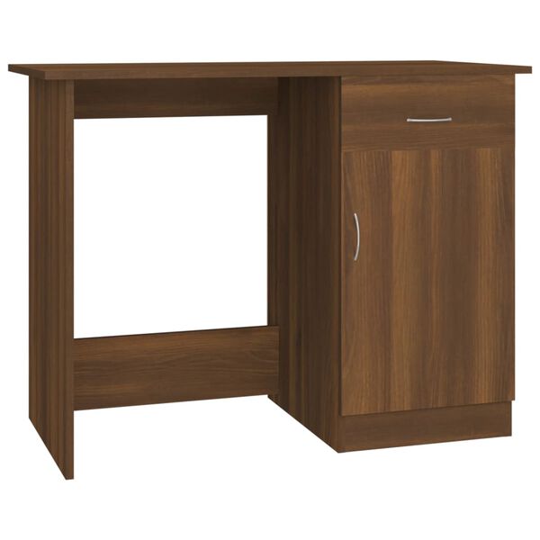 vidaXL Desk Brown Oak 39.4x19.7x29.9" Engineered Wood