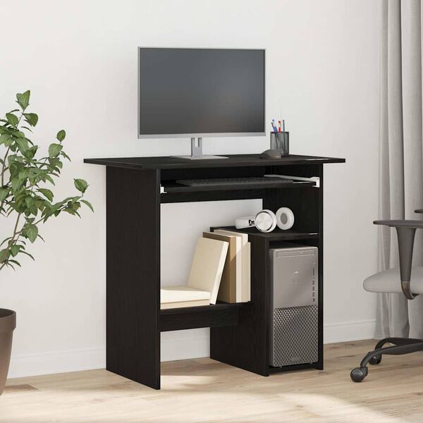 vidaXL Desk Black Oak Engineered Wood 31.5 in Desk Rectangular
