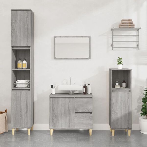 vidaXL Bathroom Furniture Set Grey Sonoma