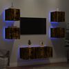 vidaXL TV Wall Unit Smoked Oak Engineered Wood