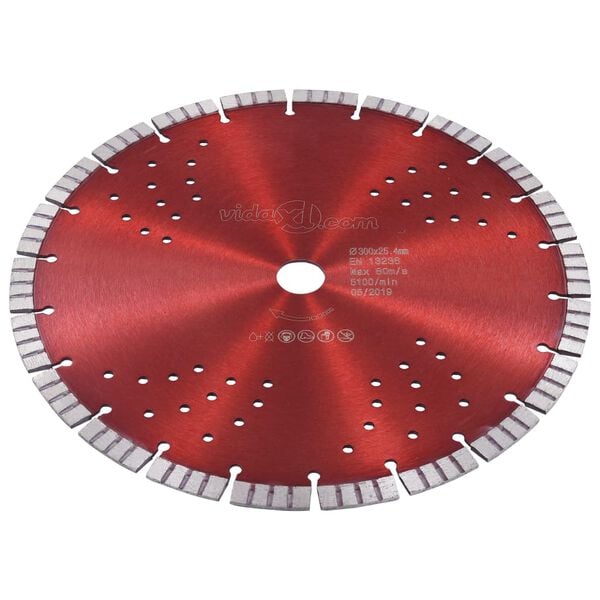 vidaXL Diamond Cutting Disc with Turbo and Holes Steel 11.81 "