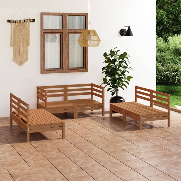 vidaXL Garden Lounge Set Honey Brown Solid Pinewood Medium Modular