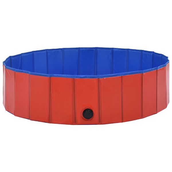 vidaXL Dog Swimming Pool Red PVC 47.2 x 11.8 in Collapsible