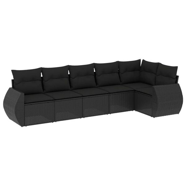 vidaXL Garden Sofa Set Black PE rattan Medium Modular Garden Sofa Set
