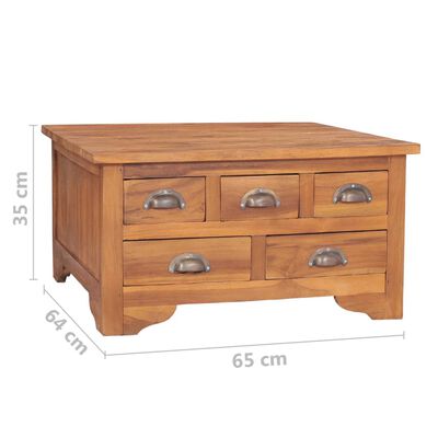 vidaXL Coffee Table with Flip Top 25.6"x25.2"x13.8" Solid Teak Wood