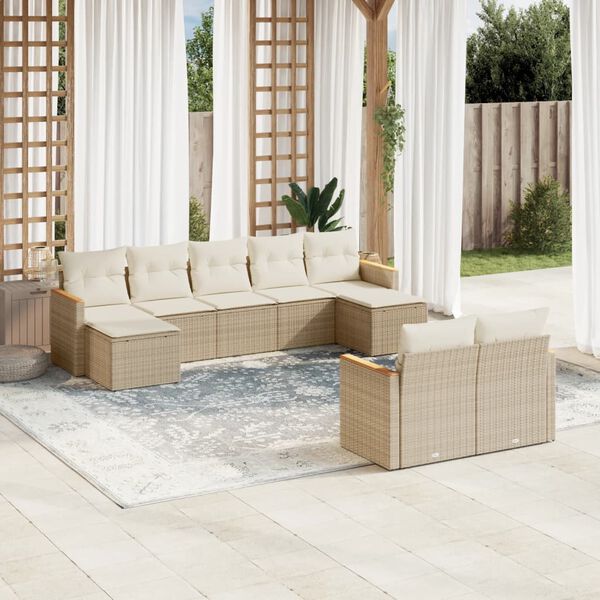vidaXL Garden Sofa Set Beige PE rattan Large Modular Garden Sofa Set