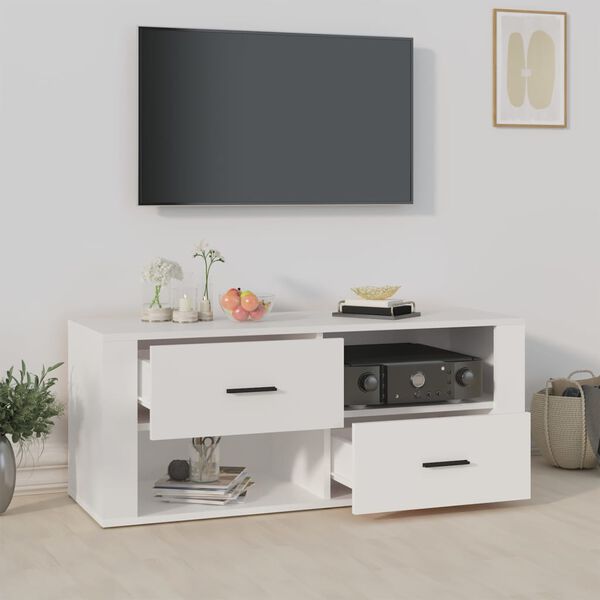 vidaXL TV Cabinet White Engineered Wood Standard Doors TV Cabinet