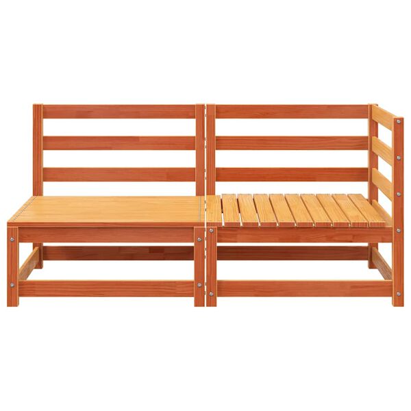 vidaXL Garden Sofa Wax brown Solid pine wood 2-seater Modular
