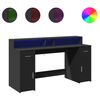 vidaXL Desk with LED Lights Black 63.0x21.7x35.8" Engineered Wood