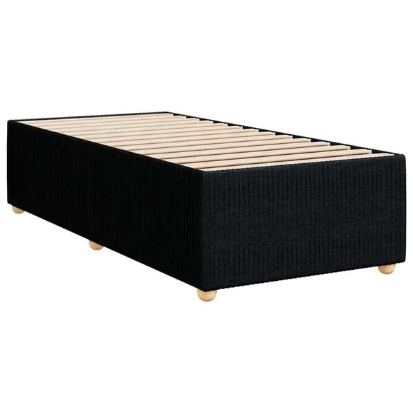 vidaXL Bed Frame Black Polyester fabric, Plywood, Engineered wood Twin