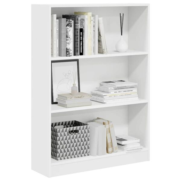 vidaXL Bookcase White Engineered wood Medium Bookcase Rectangular