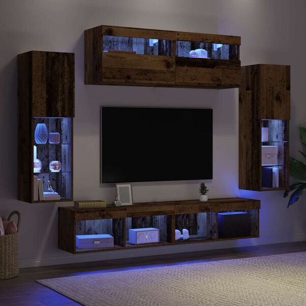 vidaXL TV Cabinet Set Wall-mounted 6 pcs Old wood Engineered wood