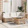 vidaXL Patio Sofa Corner with Cushions Beige Poly Rattan