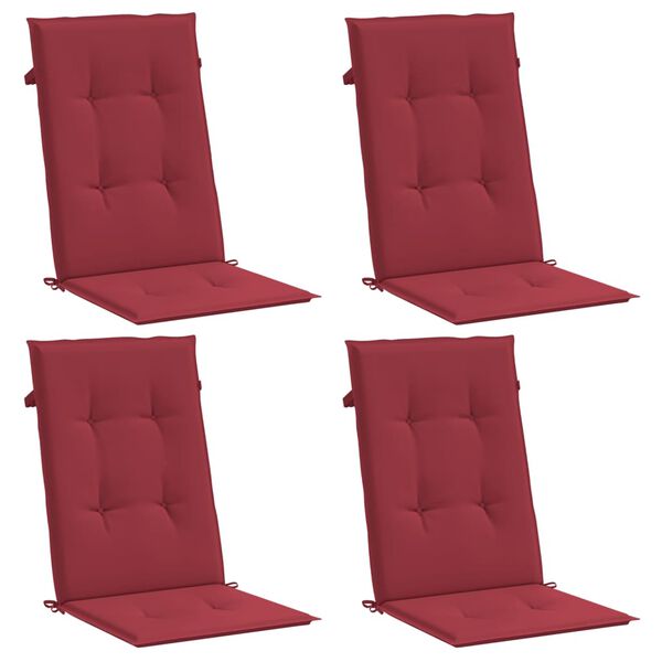 vidaXL Patio Highback Chair Cushions 4 pcs Wine Red 47.2x19.7x1.2" Fabric