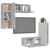 vidaXL TV Cabinet Set Set of 4 Concrete Grey Engineered Wood Medium
