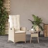 vidaXL Reclining Garden Chair Beige PE Rattan Standard