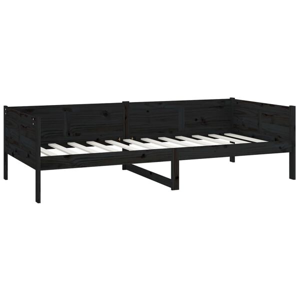 vidaXL Day Bed Black Solid Pine Wood Twin