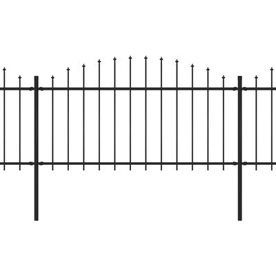 vidaXL Garden Fence with Spear Top Steel 11.2' Black