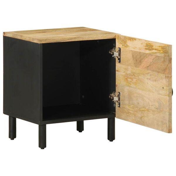 vidaXL Bedside Cabinet Set of 2 Black Solid rough mango wood, iron Small