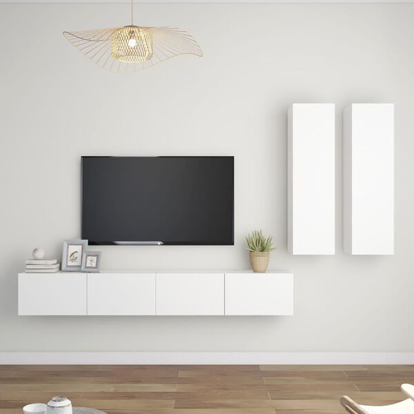 vidaXL TV Cabinet Set Set of 4 White Engineered Wood Medium